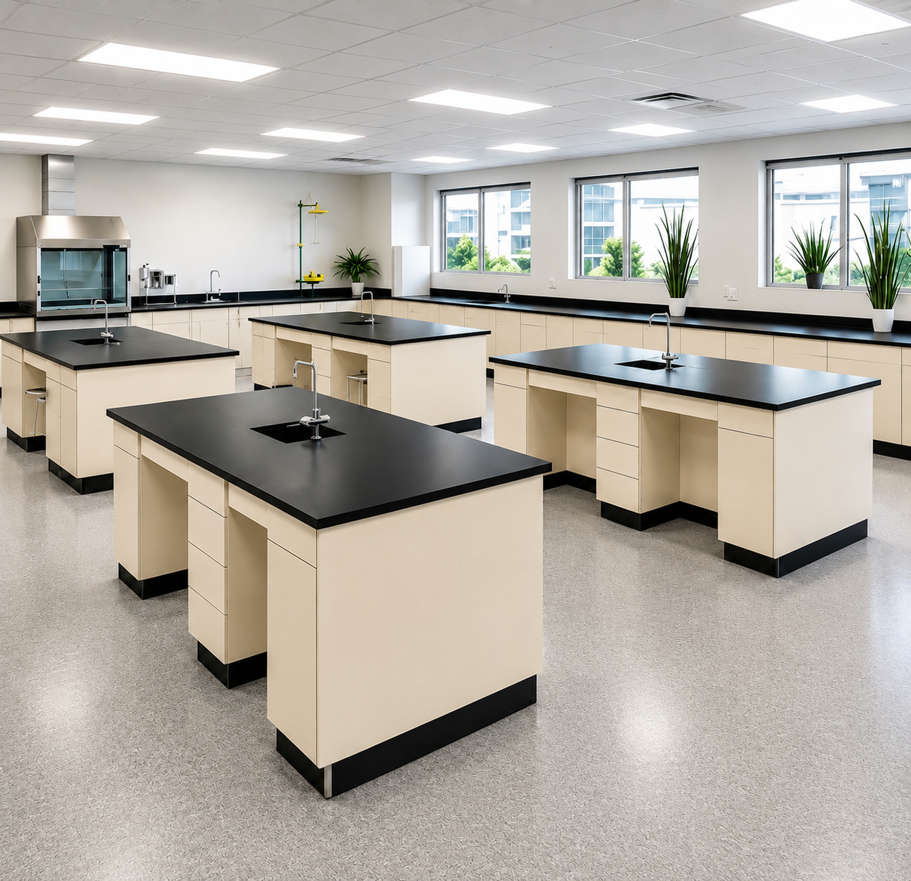  Chemistry Lab Bench with Sink and Black Countertop — Lab Furniture, Zumax